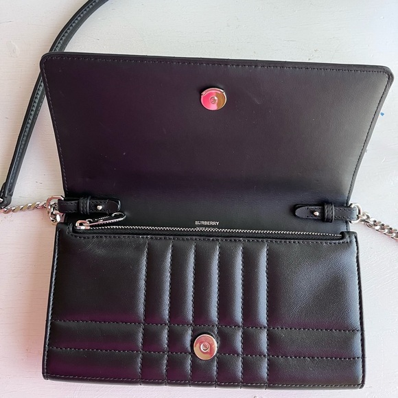 BURBERRY Lola Quilted Leather Wallet on a Strap- Black - Picture 7 of 12